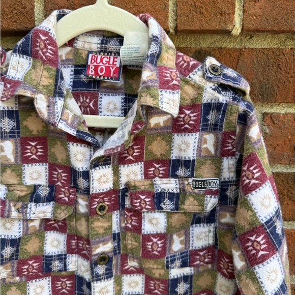 Vintage 90s Y2K Bugle Boy Flannel Button Up Long Sleeve Shirt Size 4T Boys - Picture 2 of 5